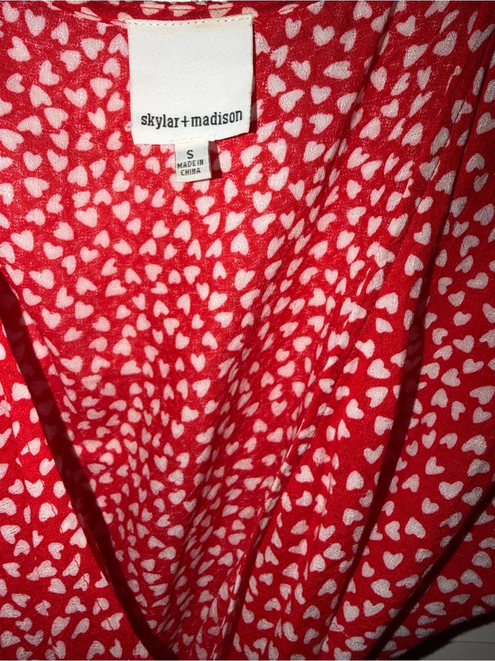 Retro Skylar + Madison Red and White Heart Print Dress Size Small